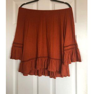 John Paul Richard Off-The-Shoulder Dark Orange Top